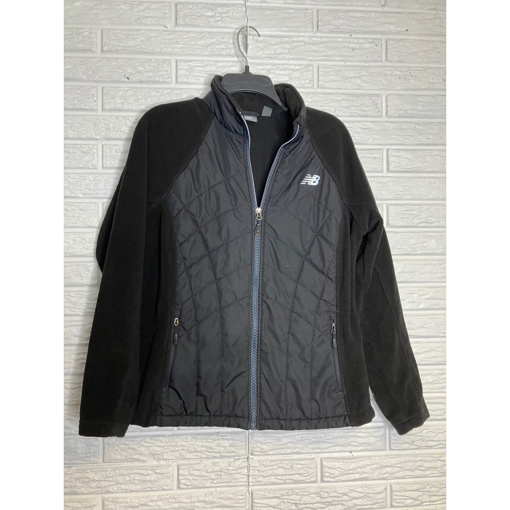 New Balance heatloft hybrid jacket‎ quilted & fleece black womens size large
